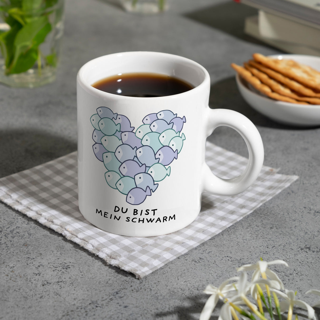 Jelly & Friends Fisch-Herz Kaffeebecher mit Spruch Du bist mein Schwarm