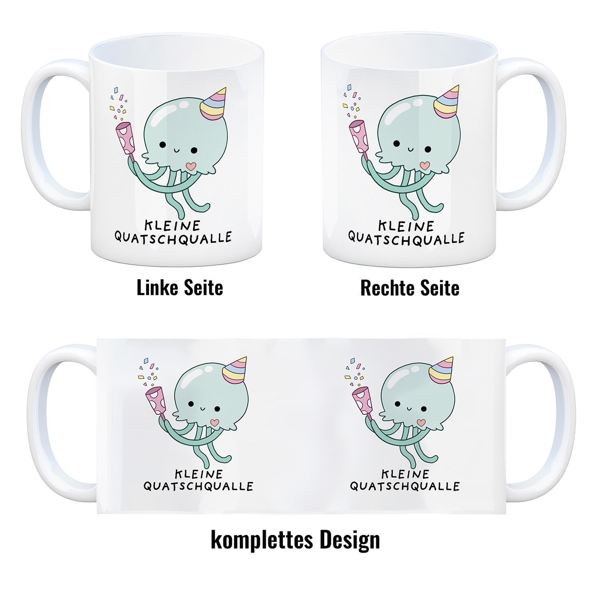 Jelly & Friends Qualle Kaffeebecher mit Spruch Kleine Quatschqualle