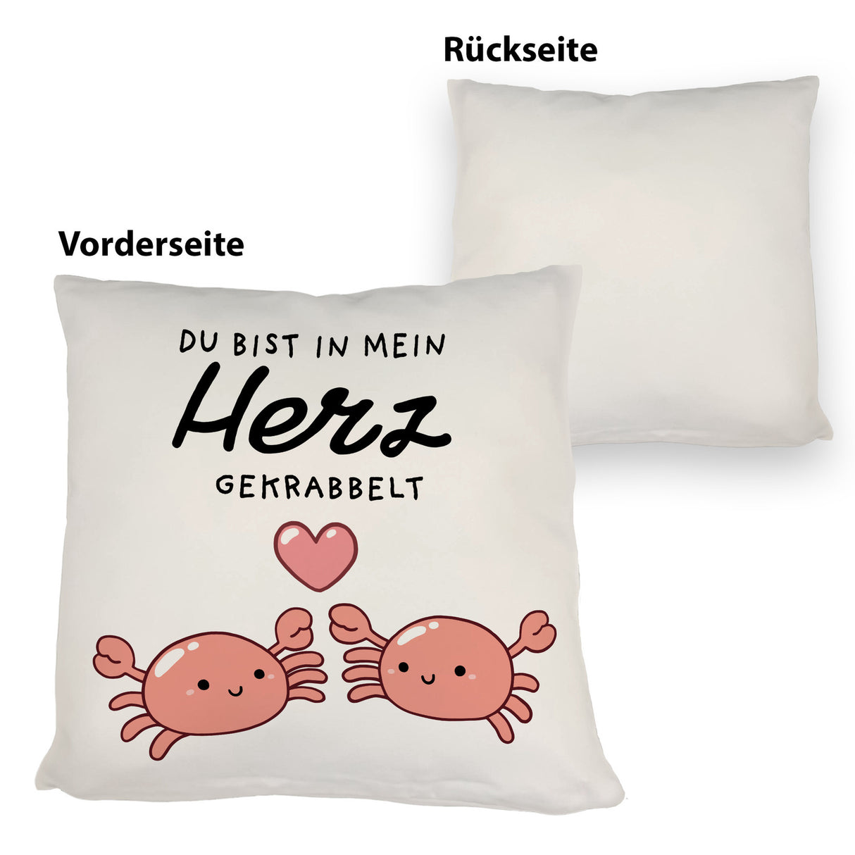 Jelly & Friends Krabben Kissen mit Spruch Du bist in mein Herz gekrabbelt