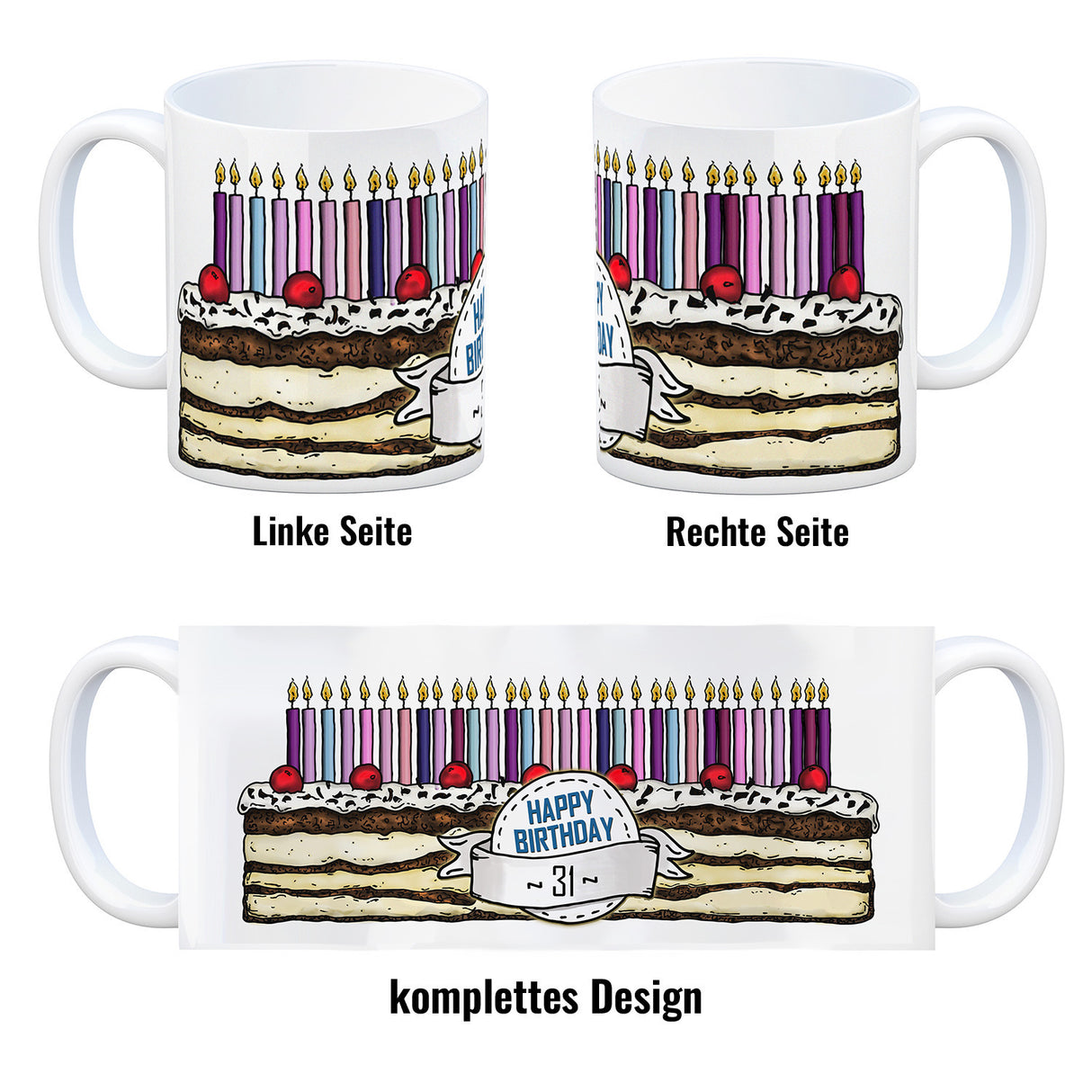 Geburtstagstorte Kaffeebecher zum 31. Geburtstag mit 31 Kerzen