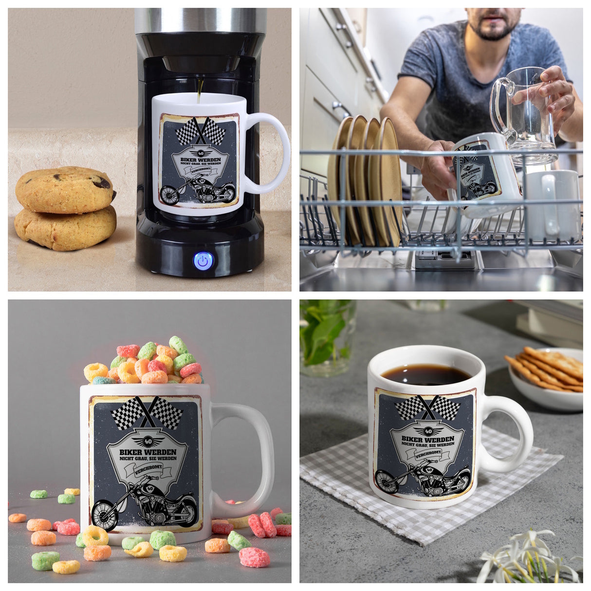 Motorradfahrer und Biker Kaffeebecher bzw. Tasse zum 40. Geburtstag als Geschenk