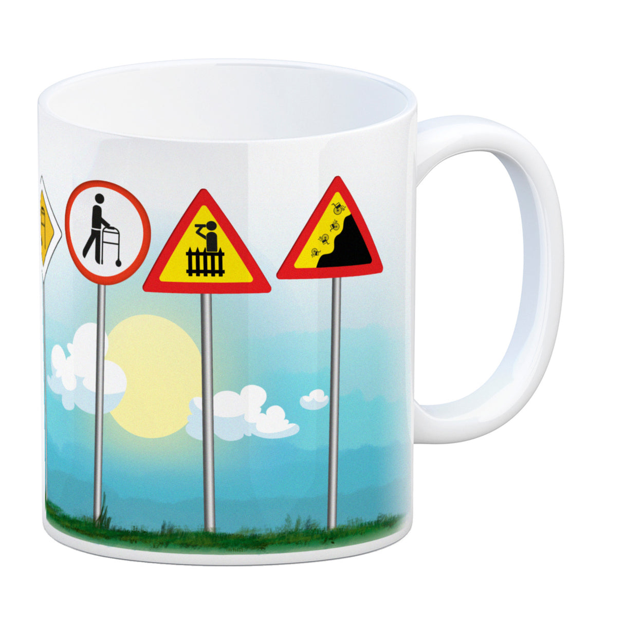 Verkehrsberuhigte Zone Kaffeebecher - hier wohnen Menschen ab 49