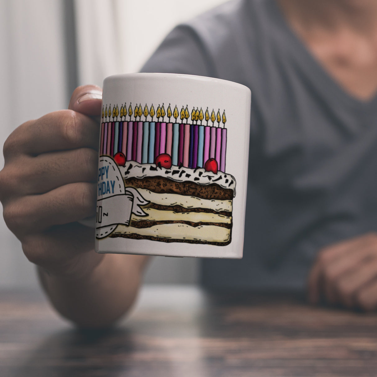 Geburtstagstorte Kaffeebecher zum 50. Geburtstag mit 50 Kerzen