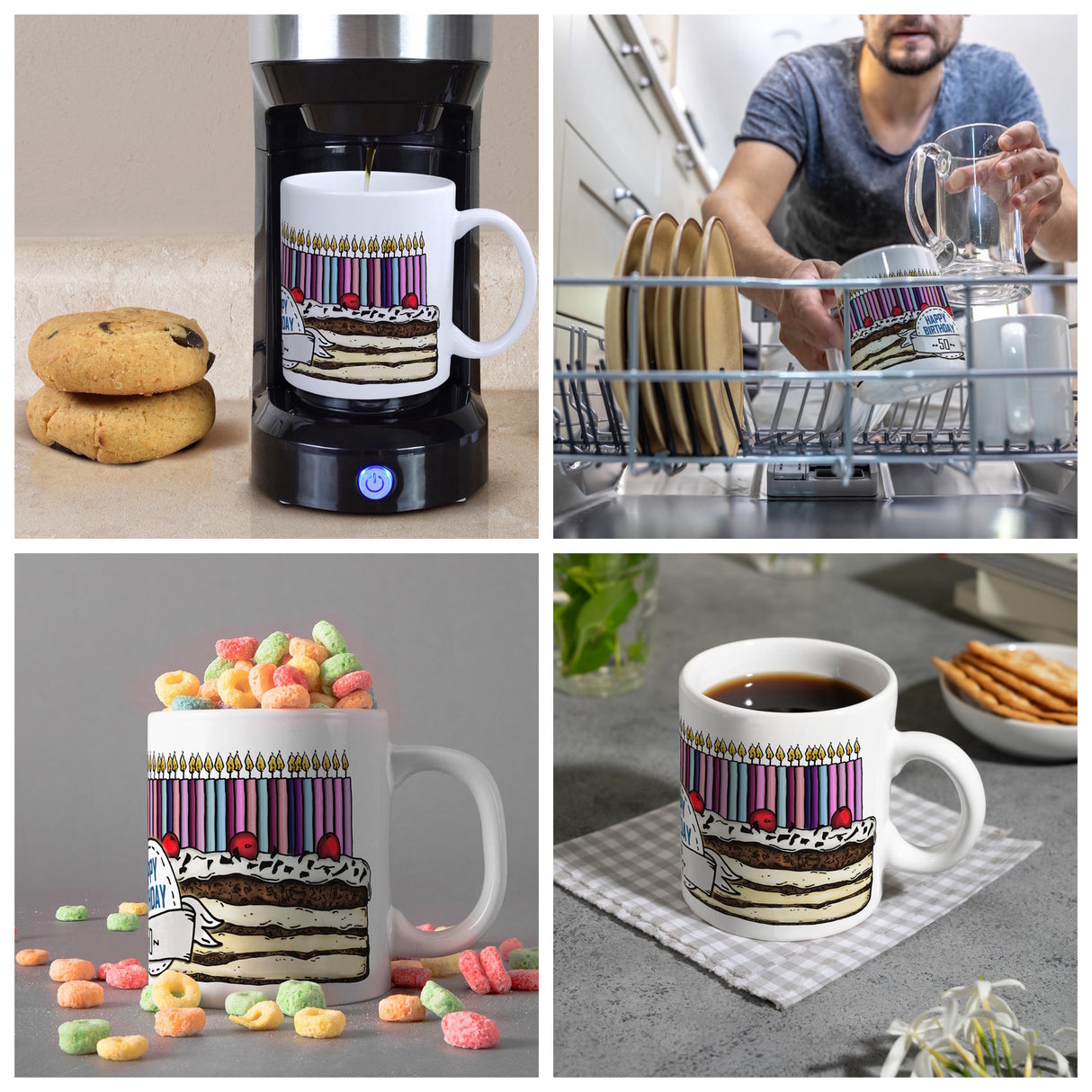 Geburtstagstorte Kaffeebecher zum 50. Geburtstag mit 50 Kerzen