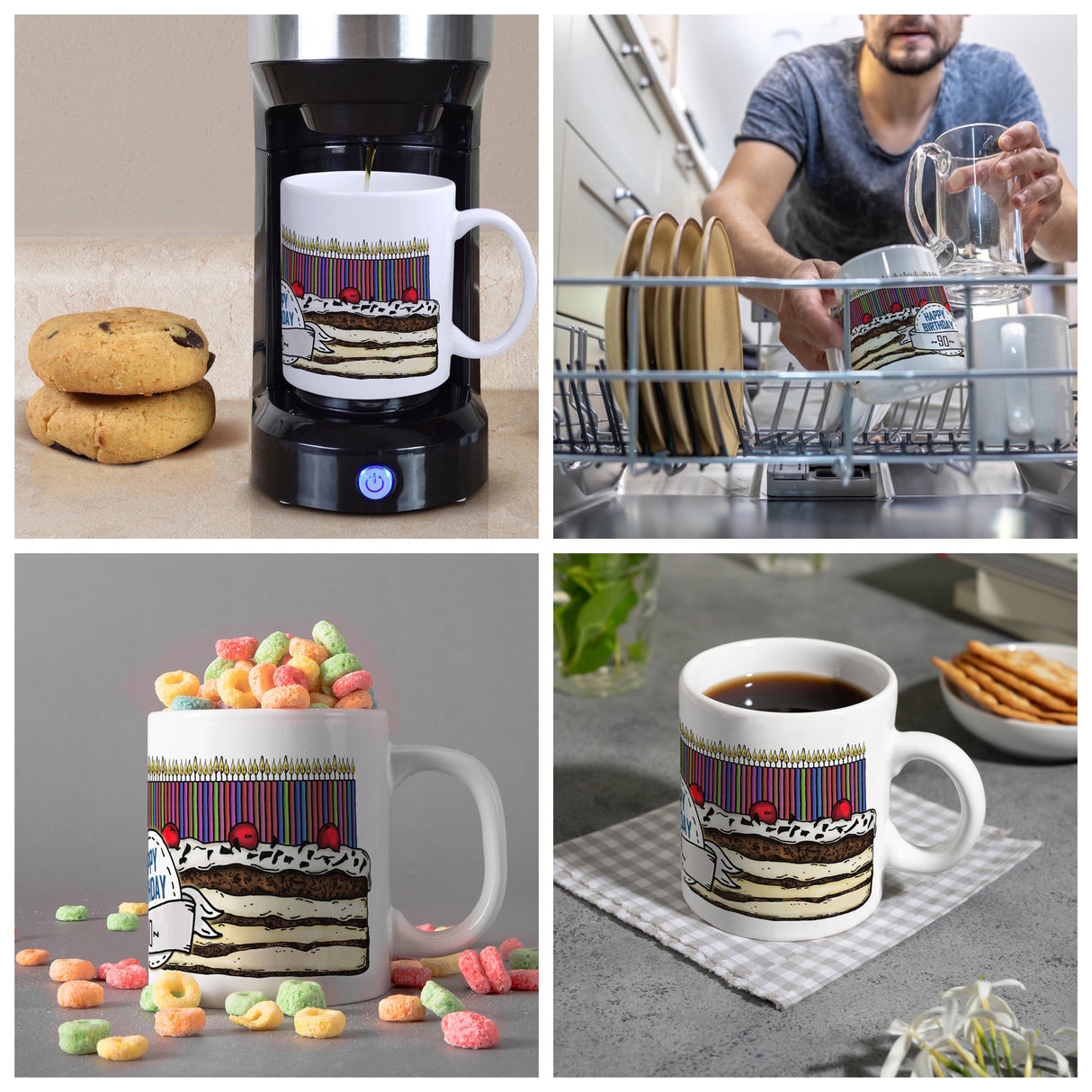 Geburtstagstorte Kaffeebecher zum 90. Geburtstag mit 90 Kerzen