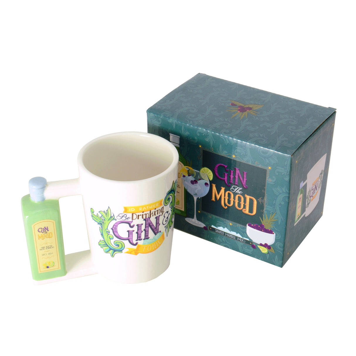 Gin Tonic Kaffeebecher mit Ginflasche als Griff