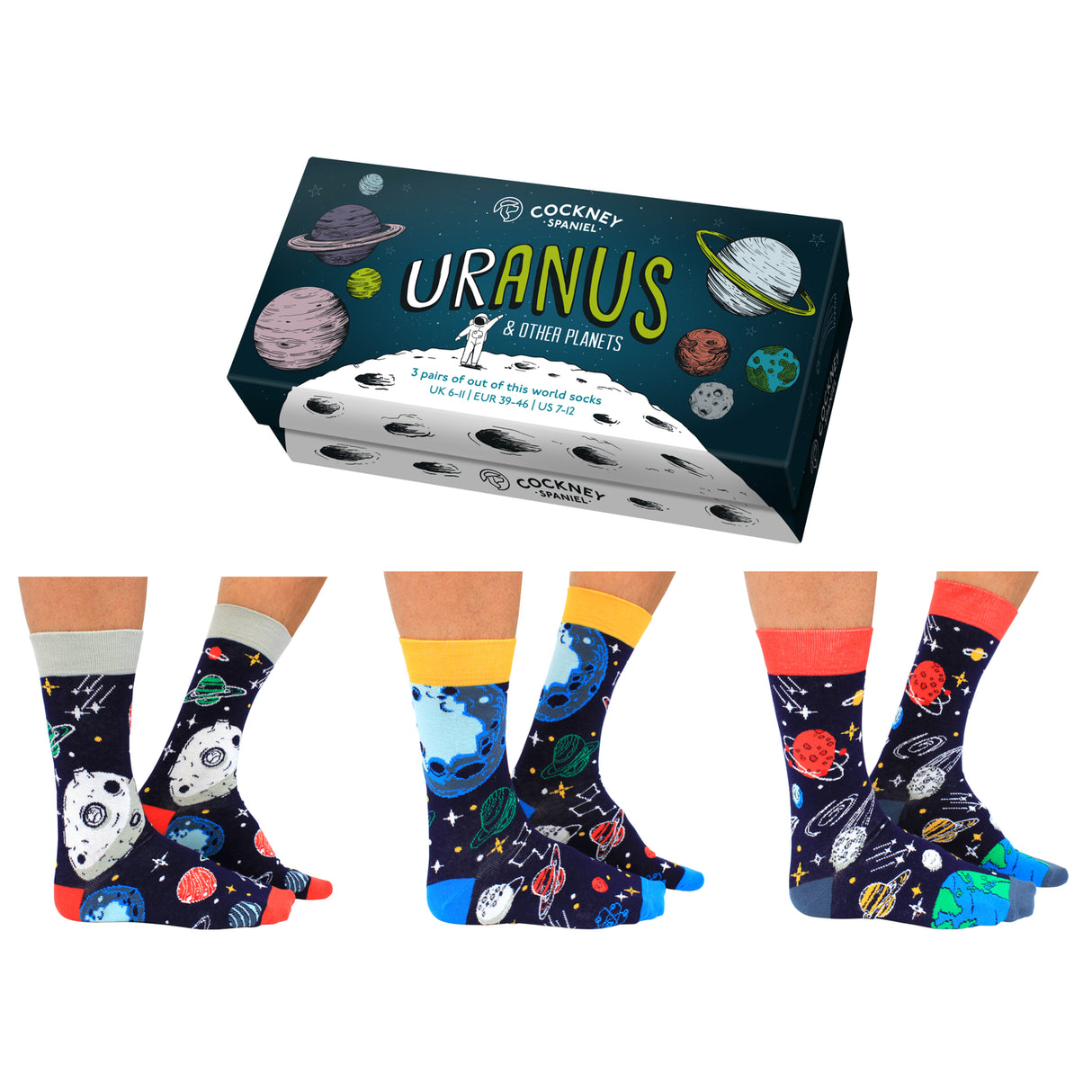 Planeten Socken mit Geschenkverpackung in 39-46 (3 Paar)