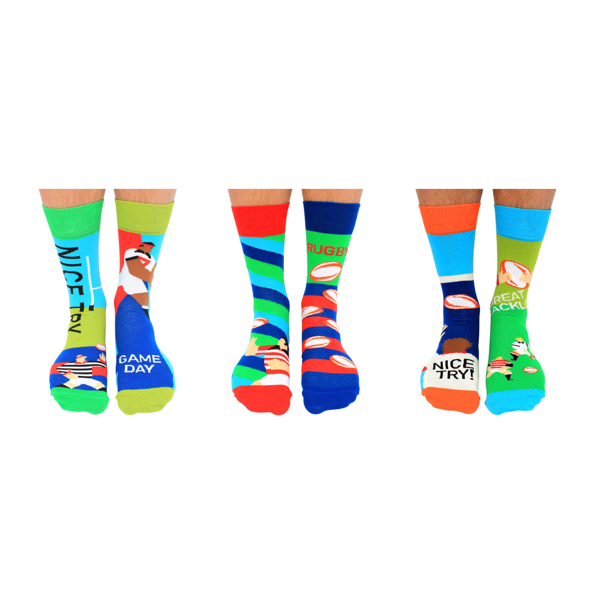 Rugby Oddsocks Socken in 39-46 im 6er Set