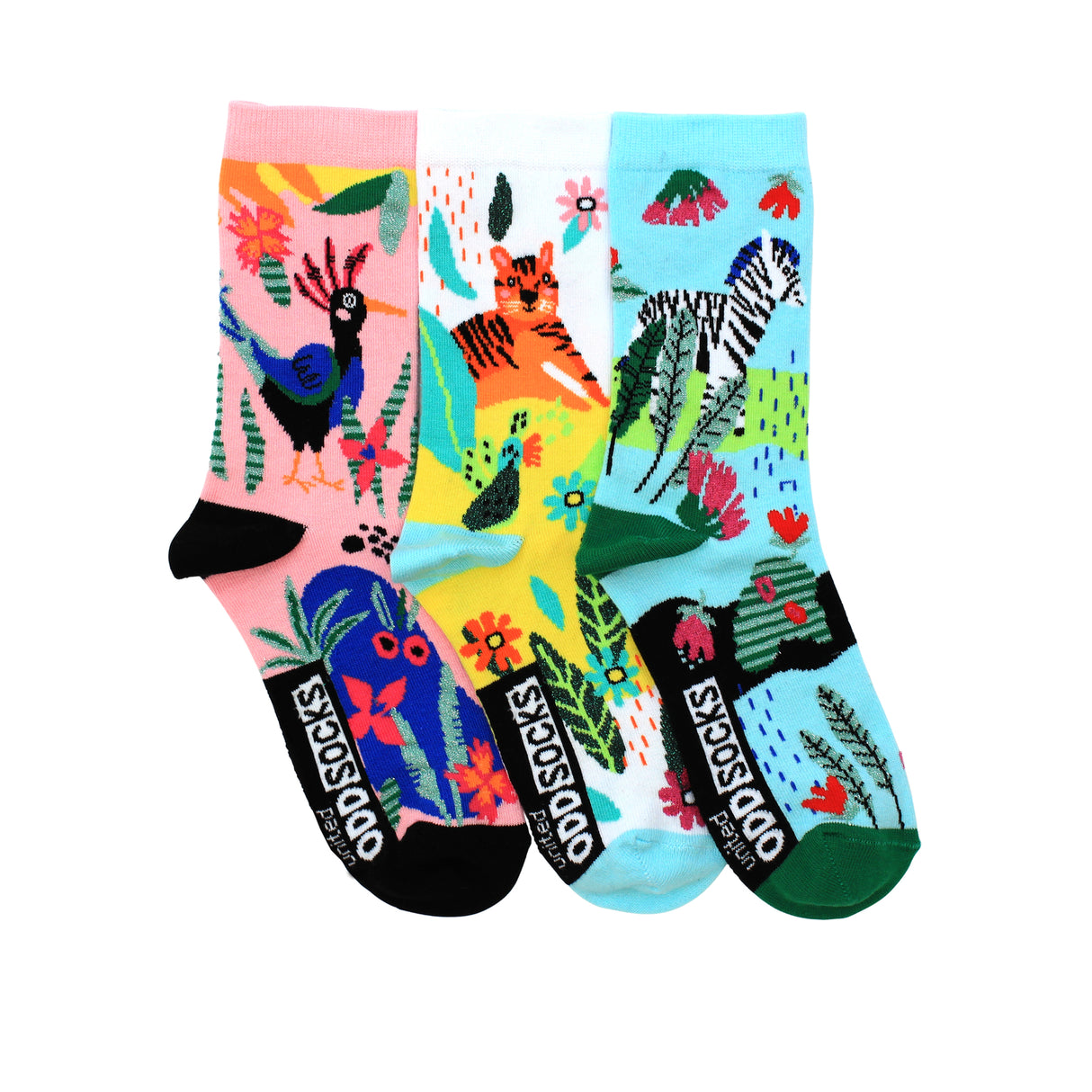 Zebra Tiger und Pfau Oddsocks Socken in 30,5-38,5 im 3er Set