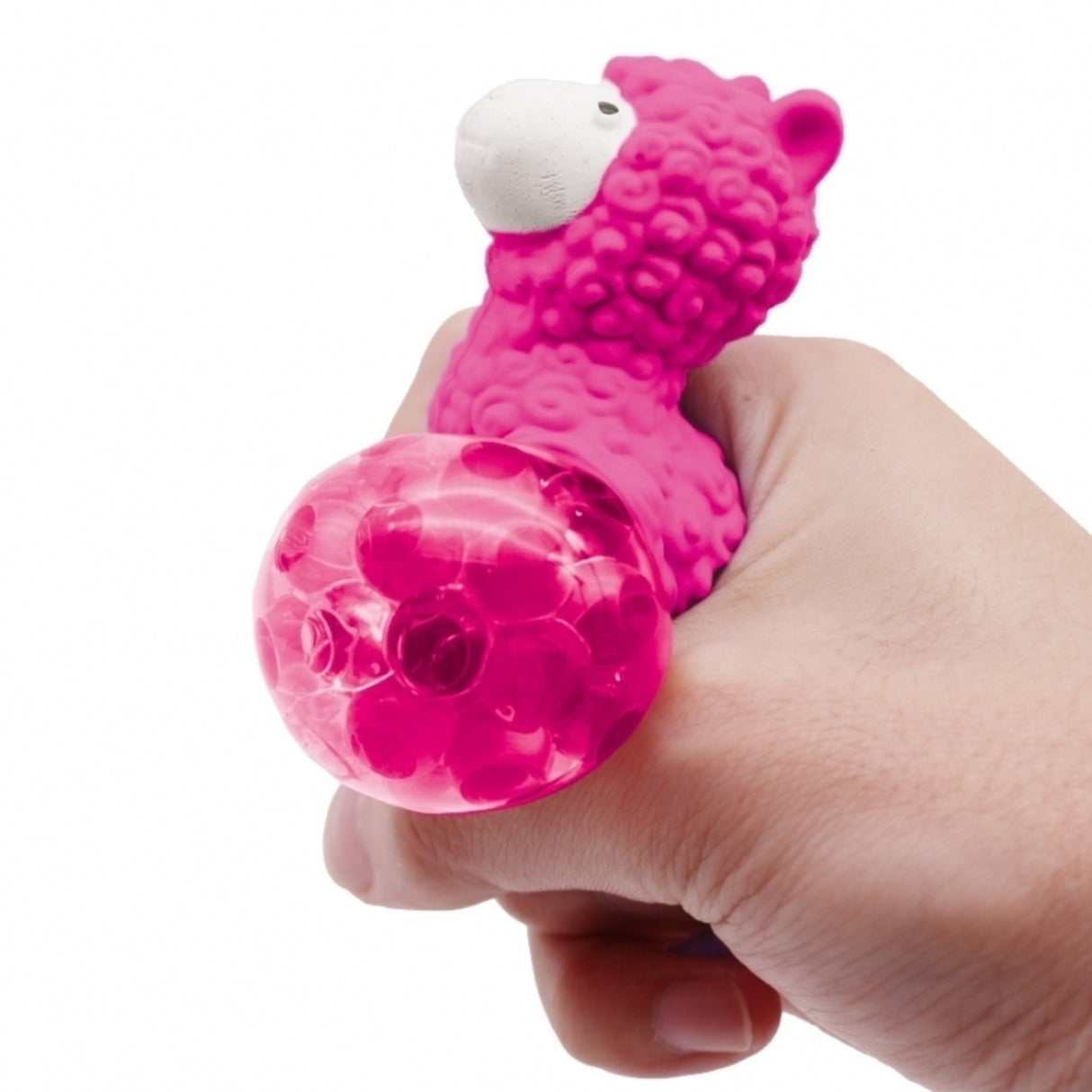 Lama Stressball in weiß mit Gel-Perlen