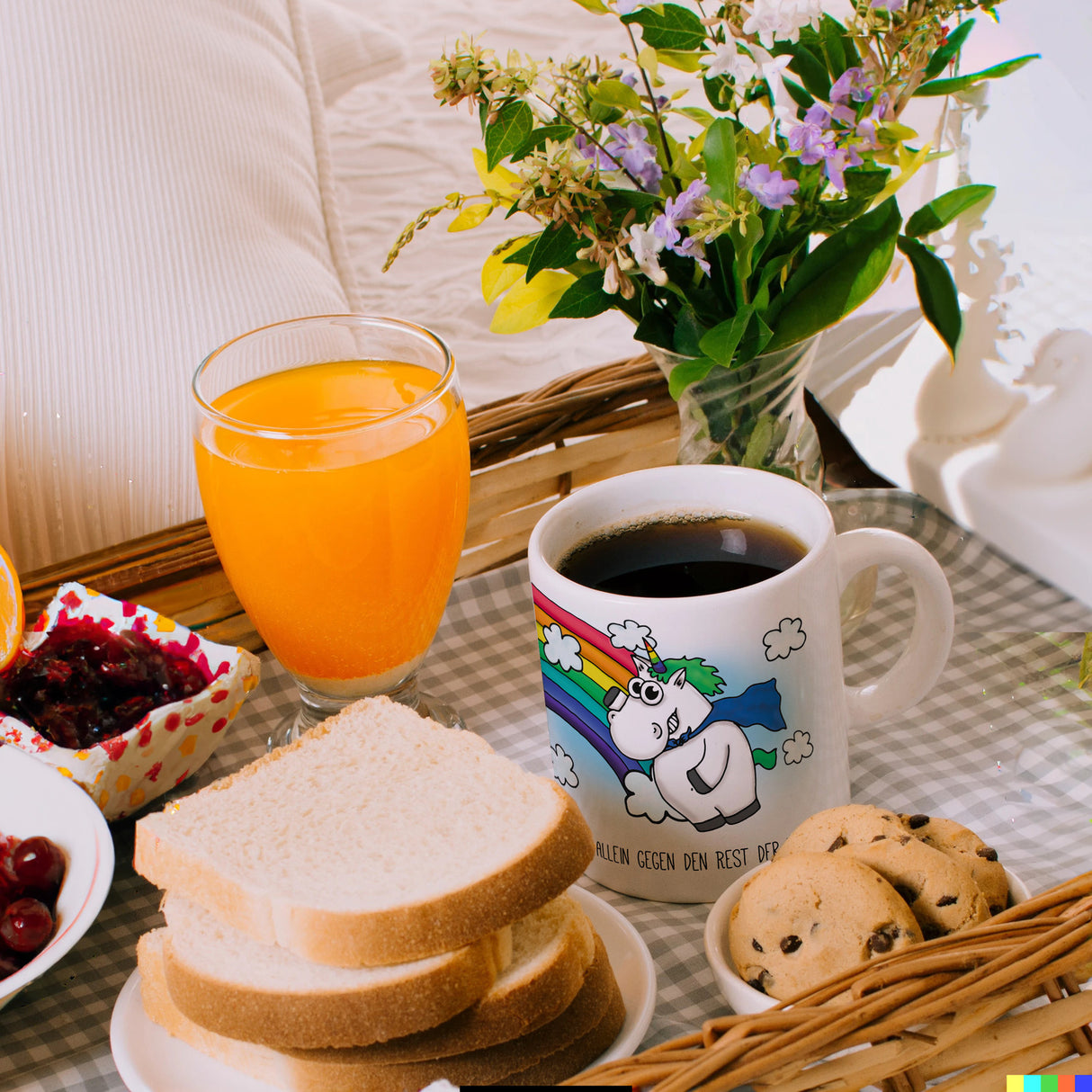 Honeycorns Kaffeebecher mit Einhorn Motiv und Spruch: Allein gegen ...