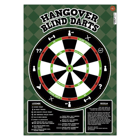 Hangover Blind Darts Trinkspiel mit 65 Dartpfeil-Aufklebern