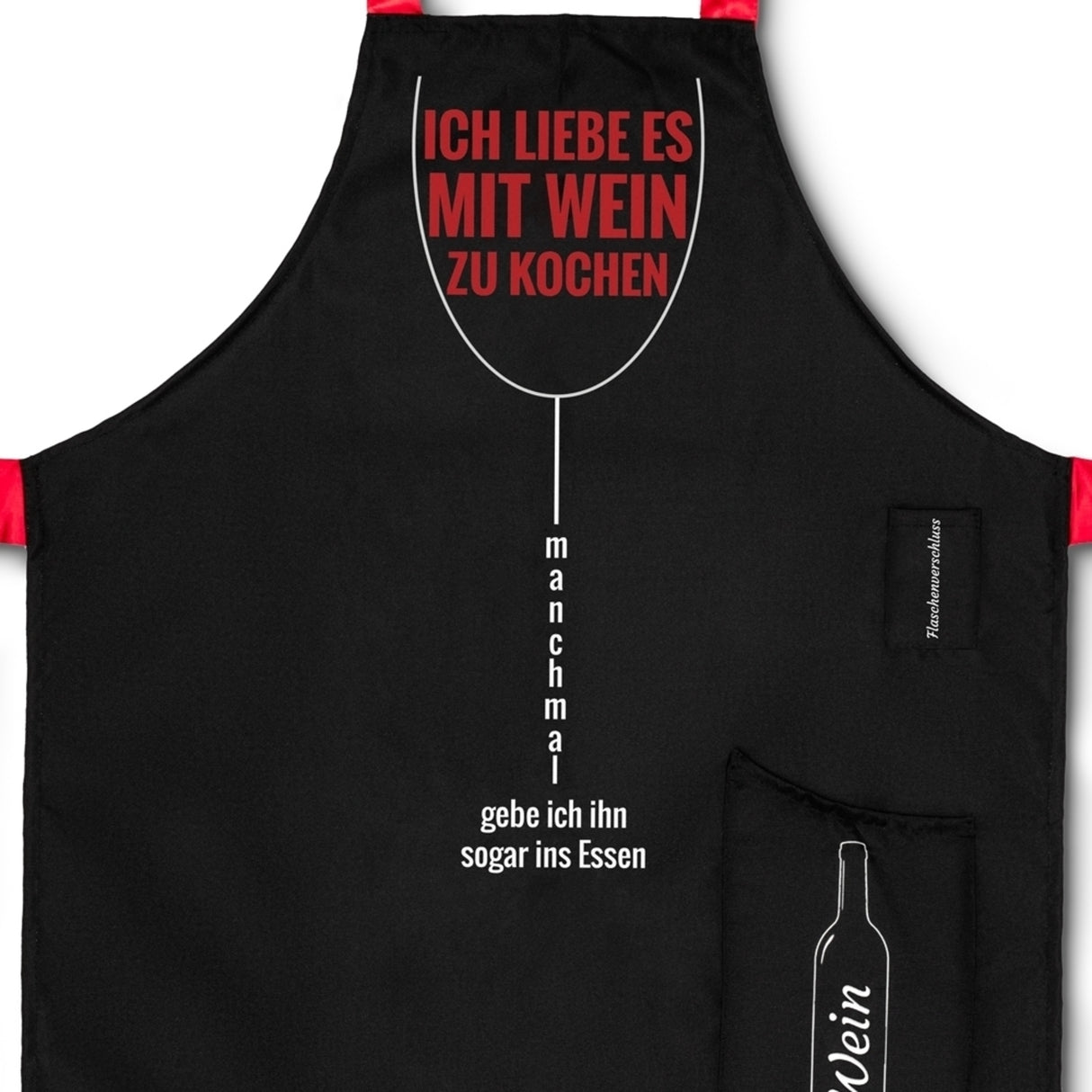 Wein Kochschürze mit 2 Taschen und Flaschenverschluß