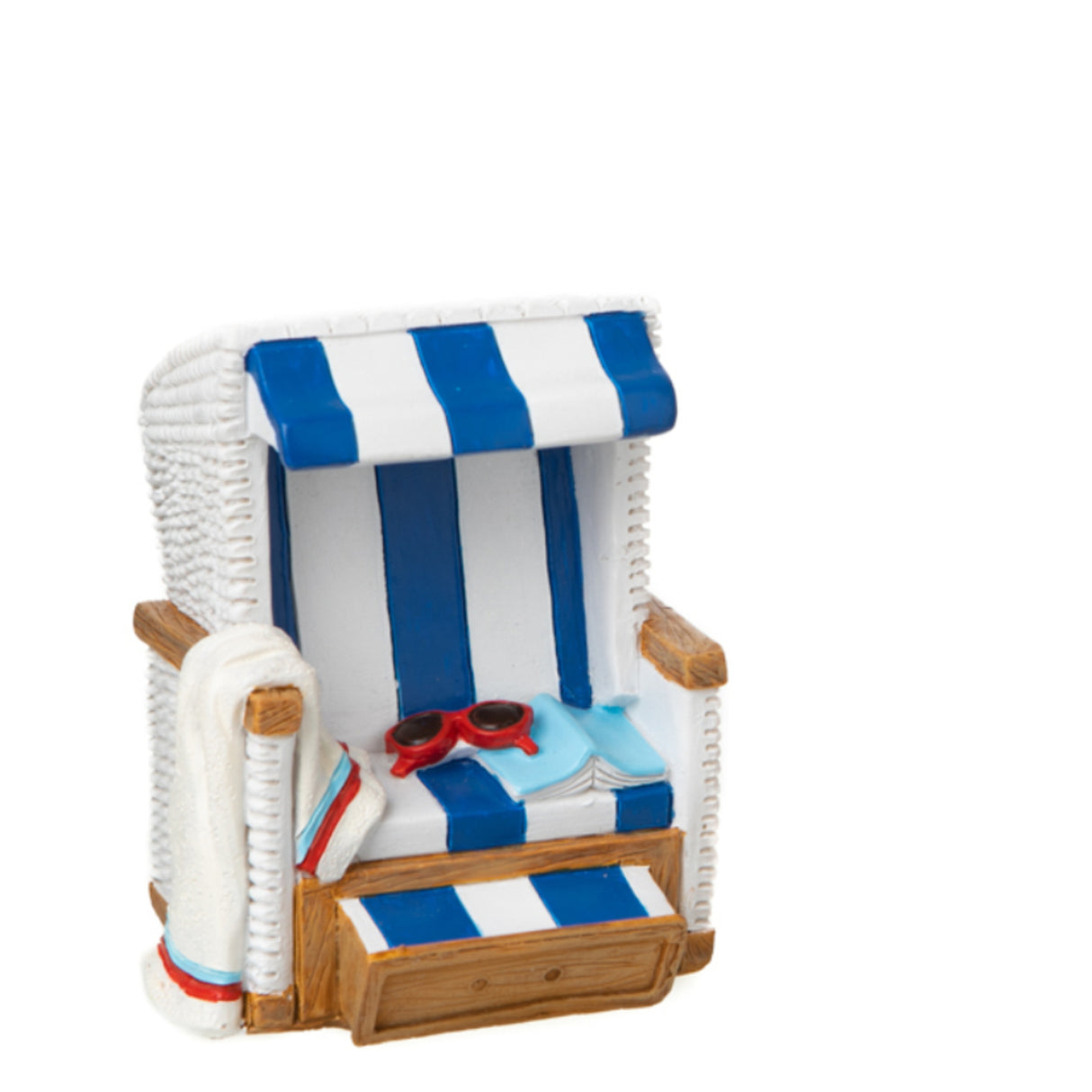 Strandkorb Mini Spardose in blau-weiß