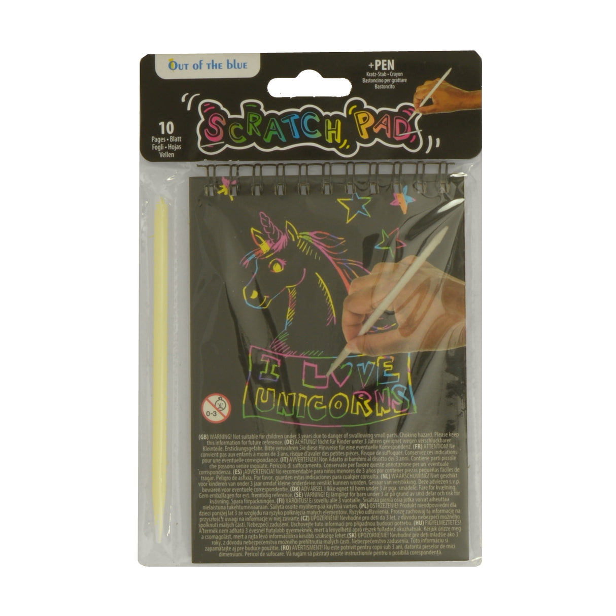 Colourful Kratzpapier mit 10 Blatt und Kratzstab