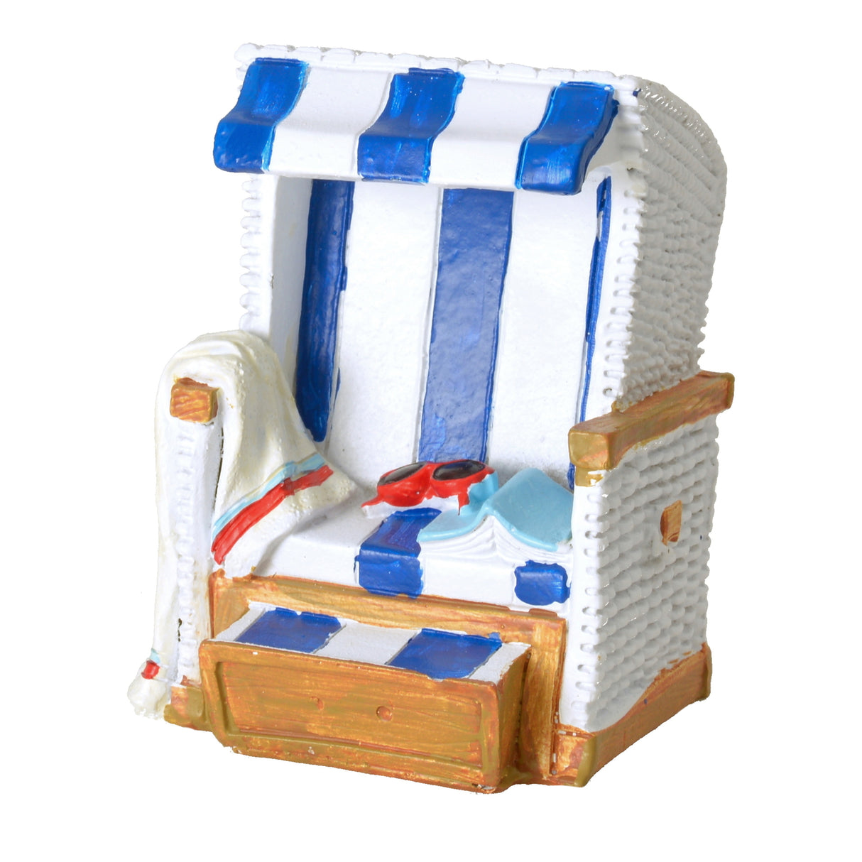 Strandkorb Mini Spardose in blau-weiß