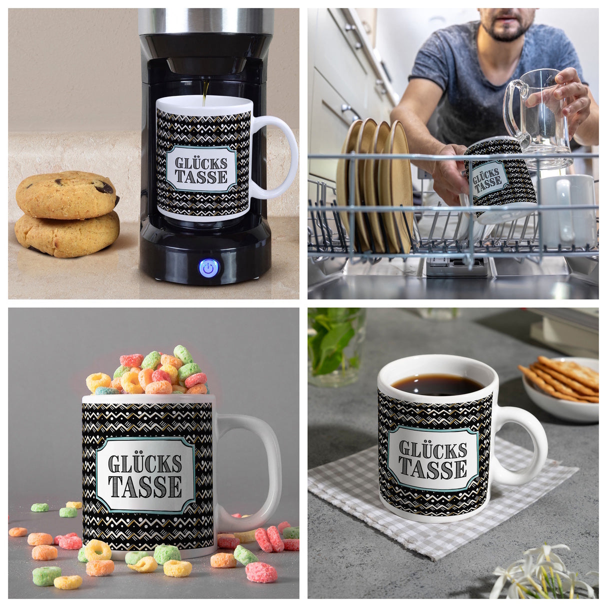 Kaffeebecher mit Glückstasse Motiv
