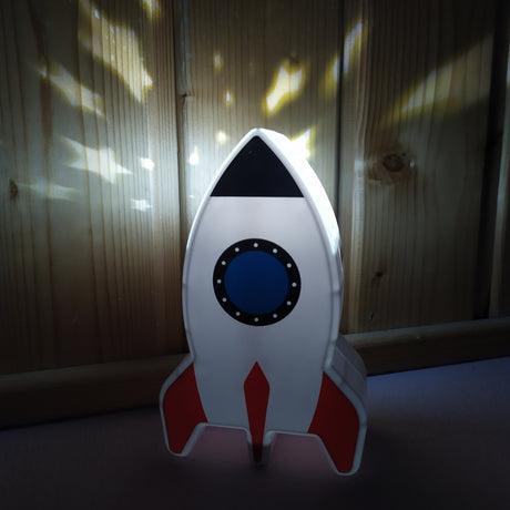 Rakete Nachttischlampe mit Sternenprojektor