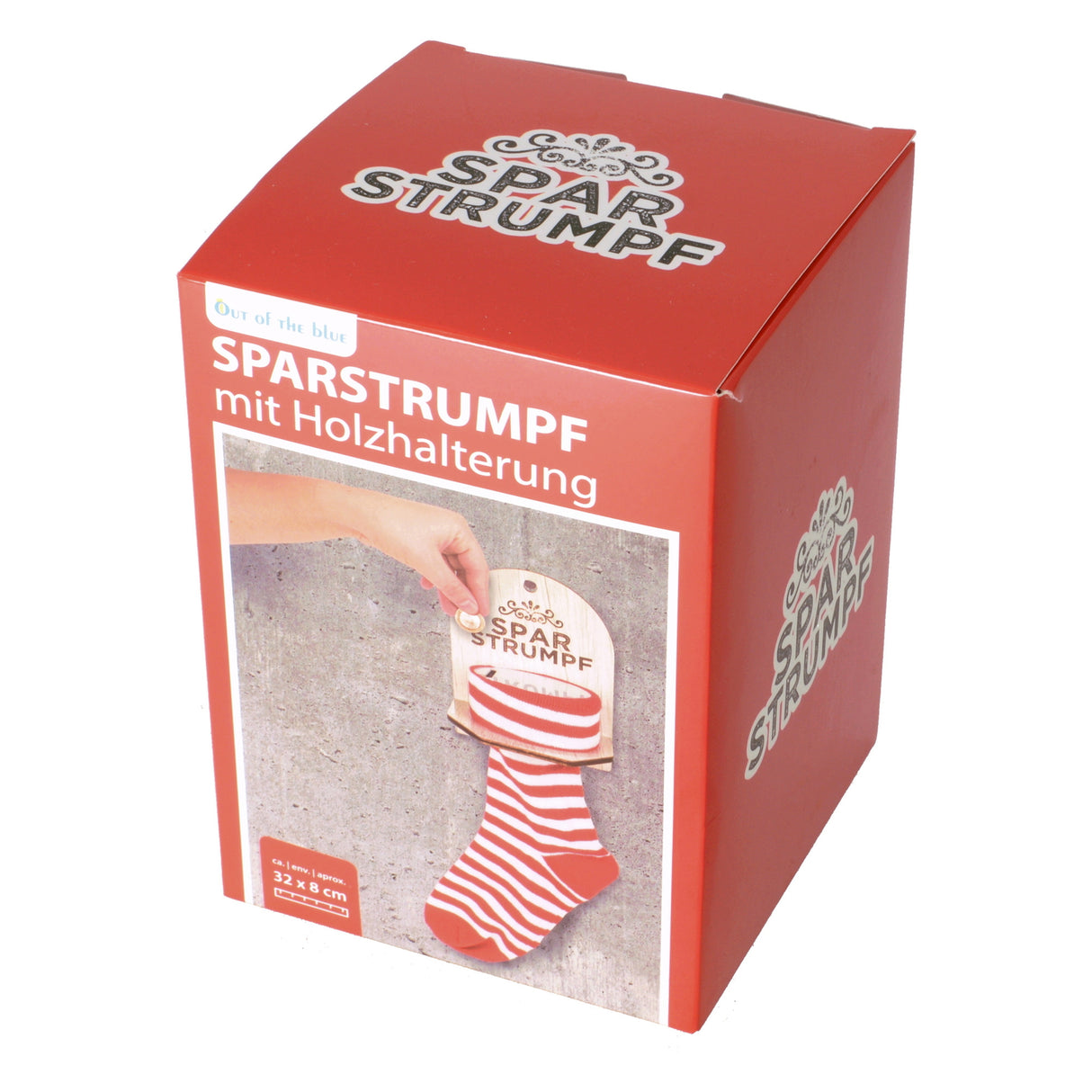 Sparstrumpf Spardose mit Holzhalterung