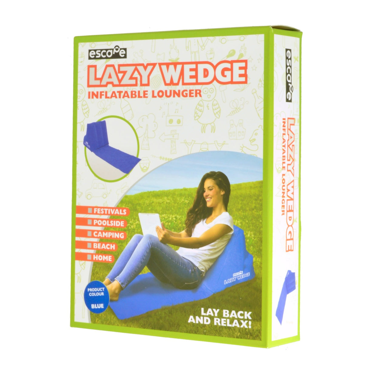 Lazy Wedge Strandliege mit aufblasbarer Rückenlehne in blau