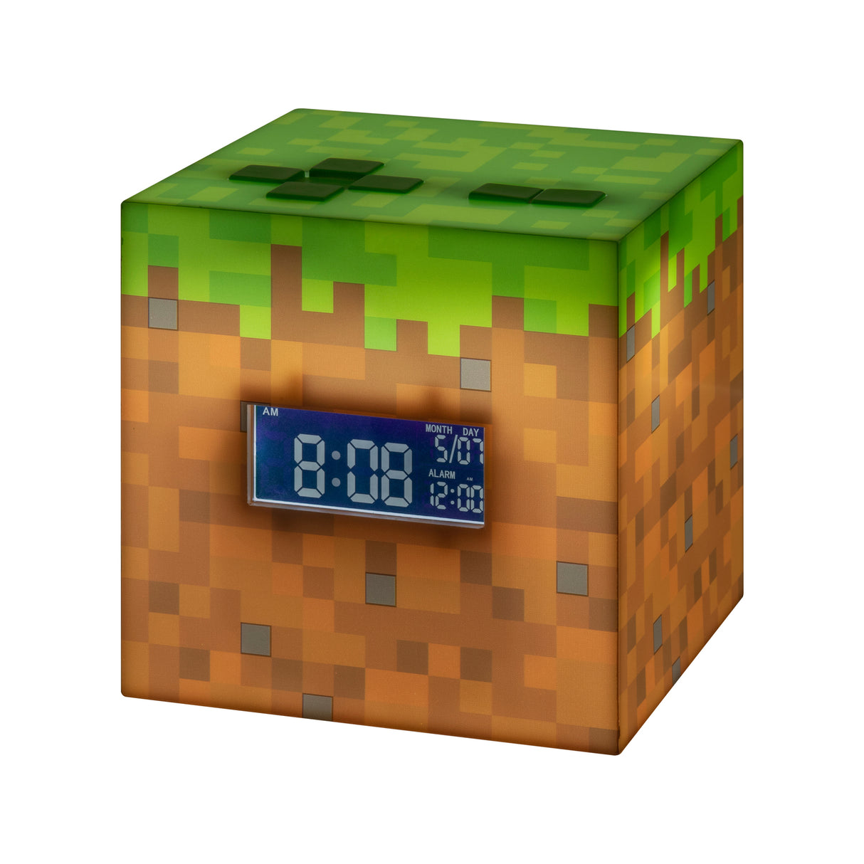 Minecraft Gras Block Wecker mit Leuchtfunktion