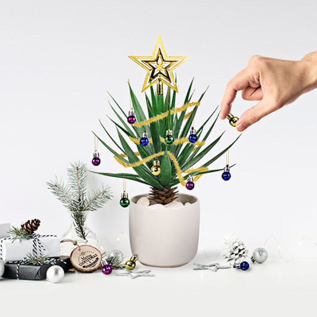 Mini Christbaumkugeln 10er Set Weihnachtsdeko für Zimmerpflanzen