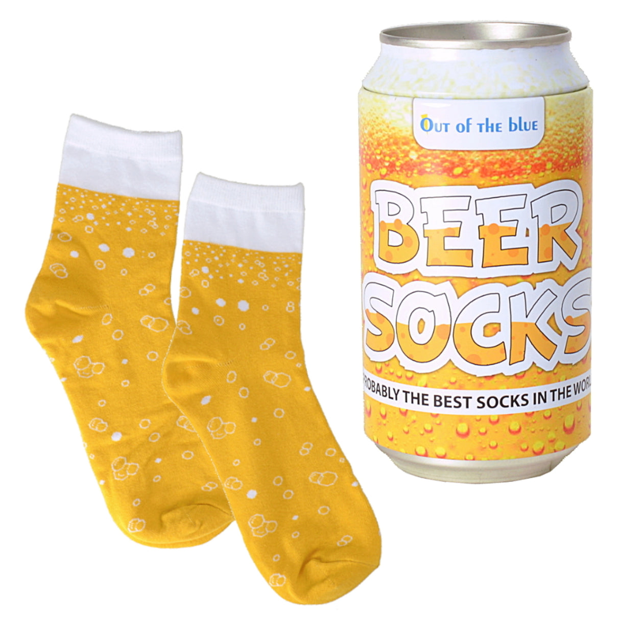 Bier Socken im Paar in der Metalldose