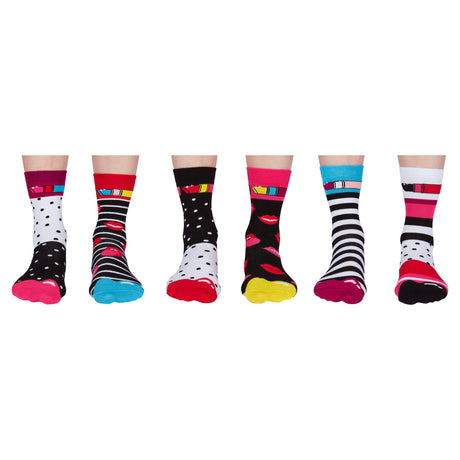 Lip Sync Lippenstift Oddsocks Socken in 37-42 im 6er Set