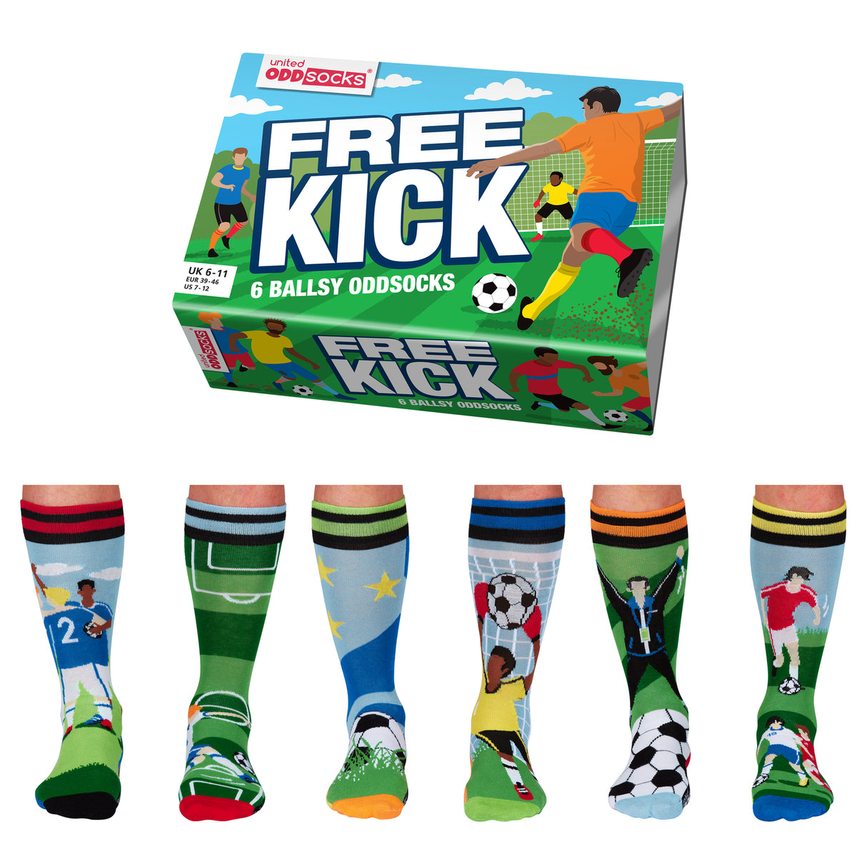 Free Kick Fußball Oddsocks Socken in 39-46 im 6er Set