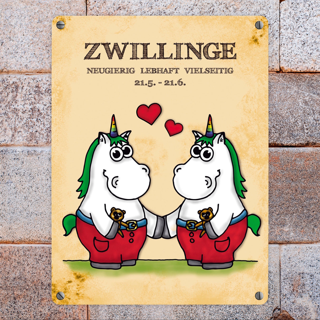 Honeycorns Sternzeichen Zwillinge Metallschild