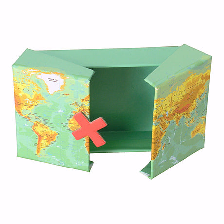 Weltkarte Überraschungsbox Geschenkverpackung mit zwei Fächern