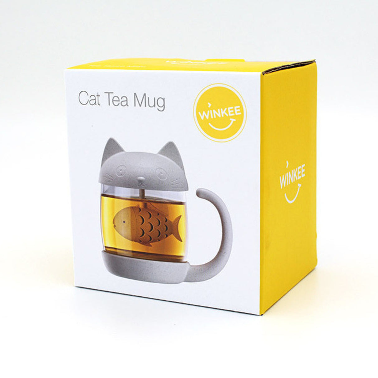 Katze Teeglas mit Teesieb im Deckel