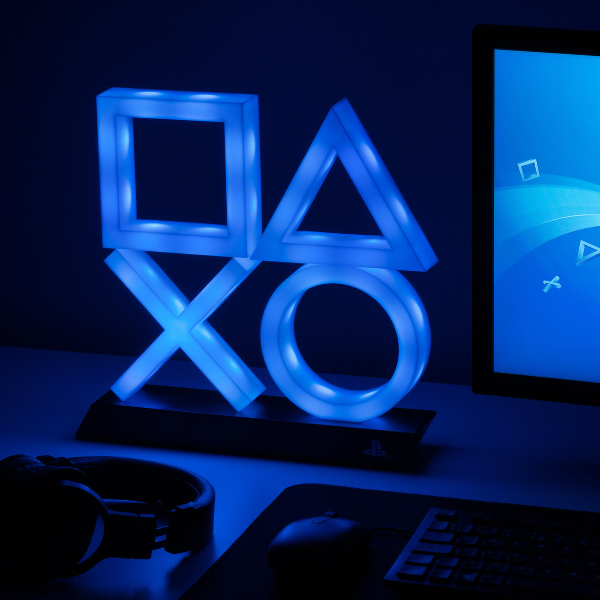 PlayStation XL Icons LED Dekolampe in blau mit 3 verschiedenen Leuchtmodi