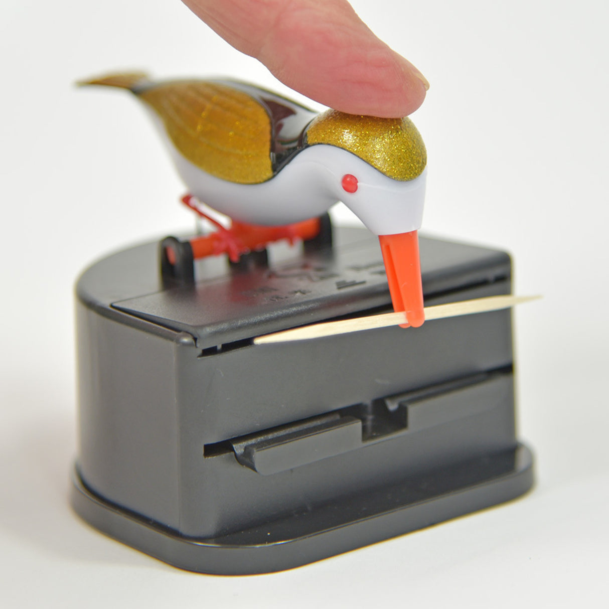 Vogel Zahnstocherspender in gold-schwarz