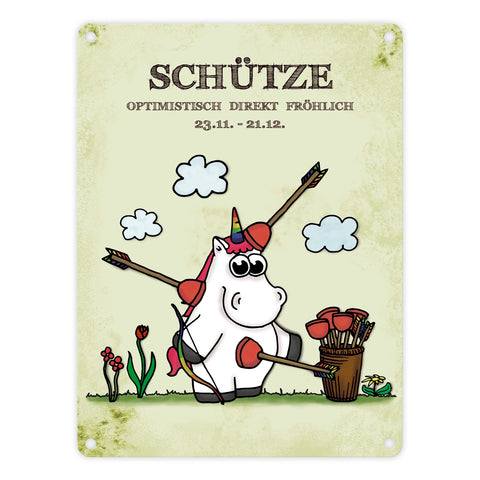 Honeycorns Einhorn Sternzeichen Schütze Metallschild