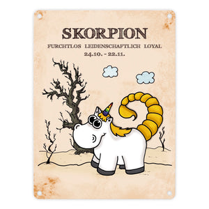 Honeycorns Einhorn Sternzeichen Skorpion Metallschild