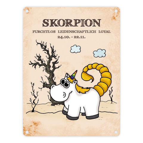 Honeycorns Einhorn Sternzeichen Skorpion Metallschild