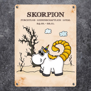 Honeycorns Einhorn Sternzeichen Skorpion Metallschild