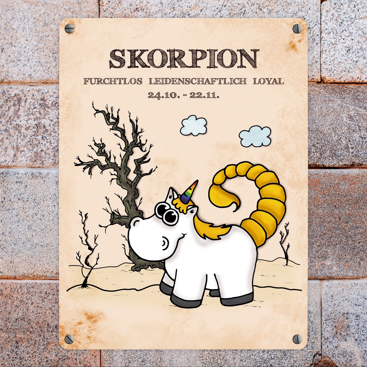 Honeycorns Einhorn Sternzeichen Skorpion Metallschild