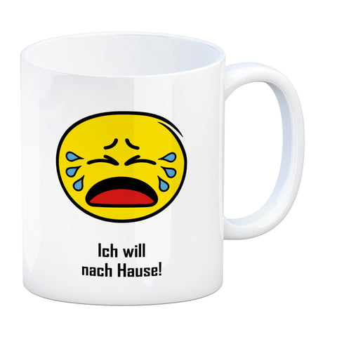 Kaffeebecher mit Spruch: Ich will nach Hause!