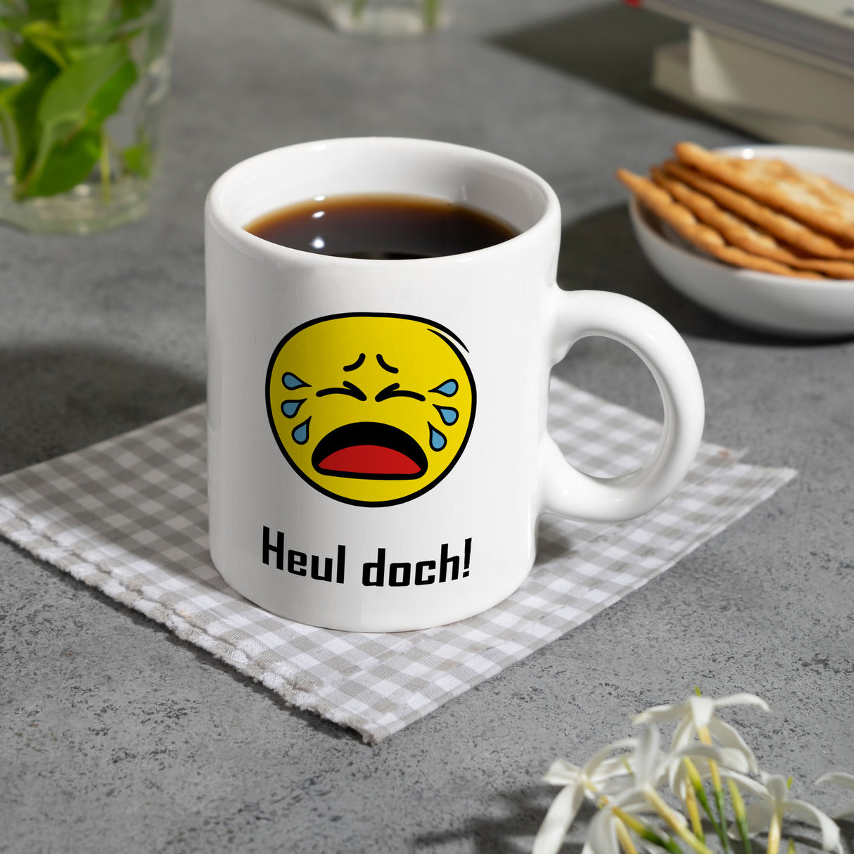 Kaffeebecher mit Spruch: Heul doch!