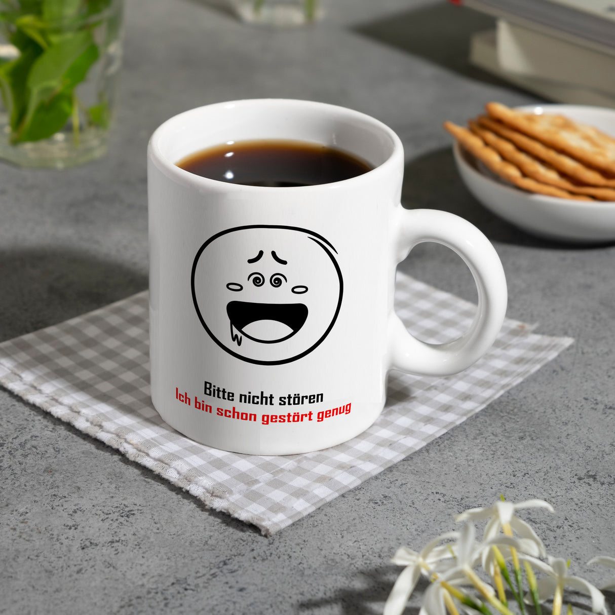 Kaffeebecher mit Spruch: Bitte nicht stören Ich bin schon ...