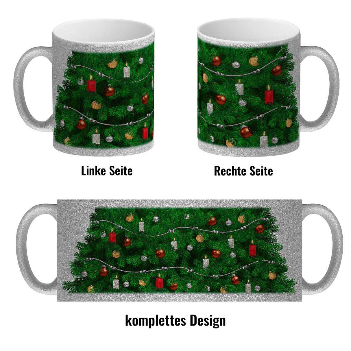Kaffeebecher mit fotorealistischem Weihnachtsbaum Motiv