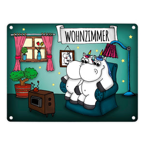 Honeycorns Metallschild mit Einhorn Wohnzimmer Motiv