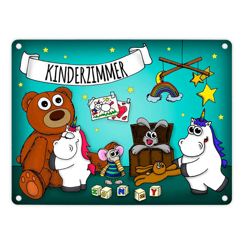 Honeycorns Metallschild mit Einhorn Kinderzimmer Motiv