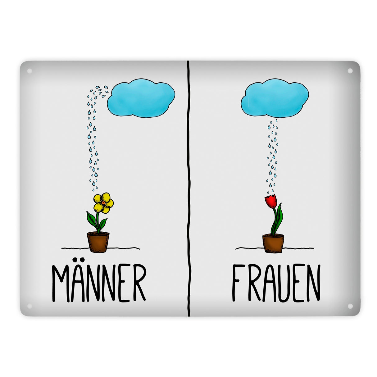 Metallschild mit Regenwolke Motiv - Toilettenschild