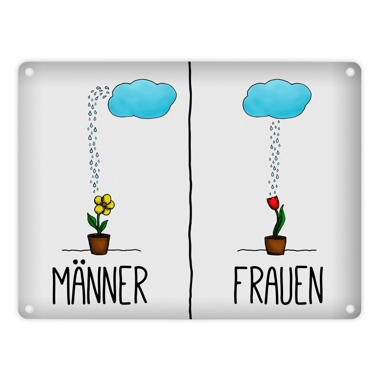 Metallschild mit Regenwolke Motiv - Toilettenschild