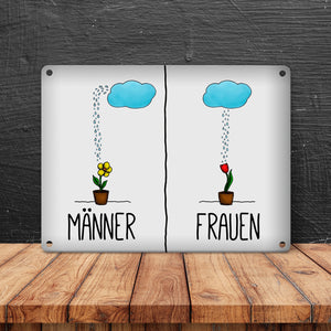 Metallschild mit Regenwolke Motiv - Toilettenschild