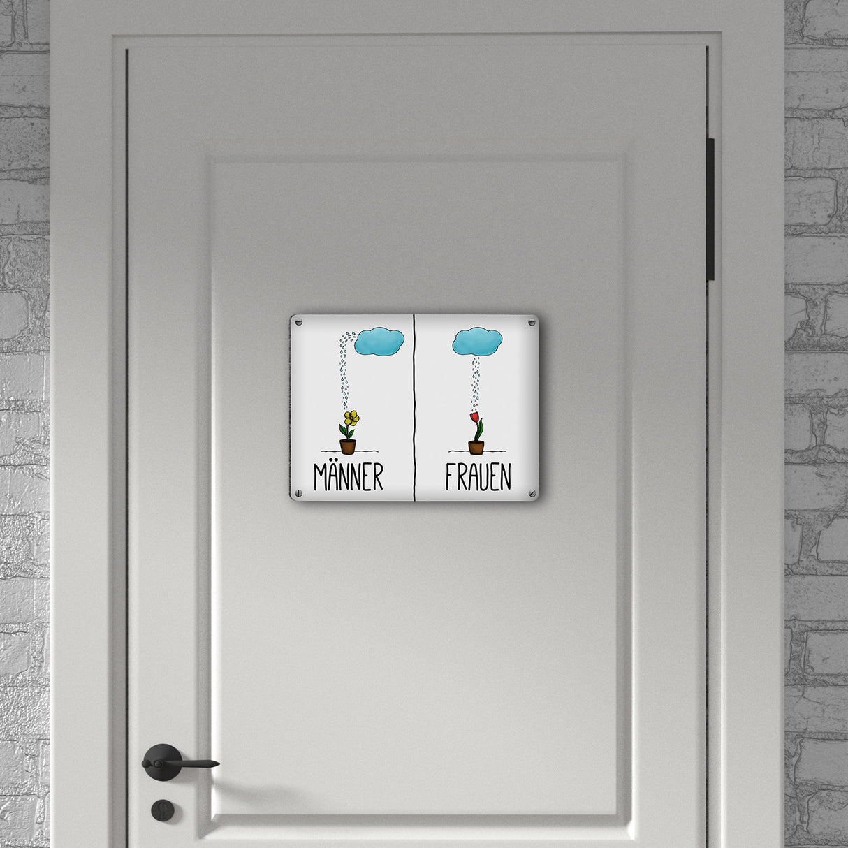 Metallschild mit Regenwolke Motiv - Toilettenschild