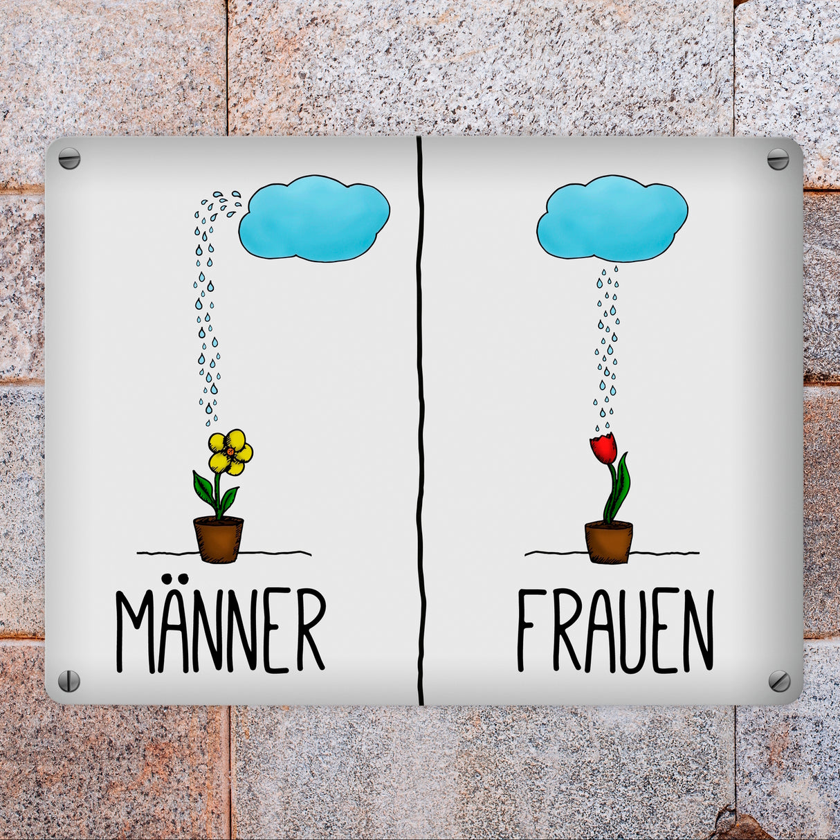Metallschild mit Regenwolke Motiv - Toilettenschild